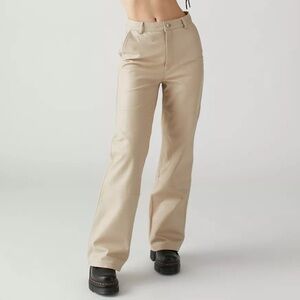 NWT Deadwood Flynn Recycled Leather Flare Pants Cream
